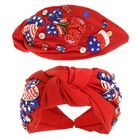 USA THEME CHERRY HEART HEADBAND